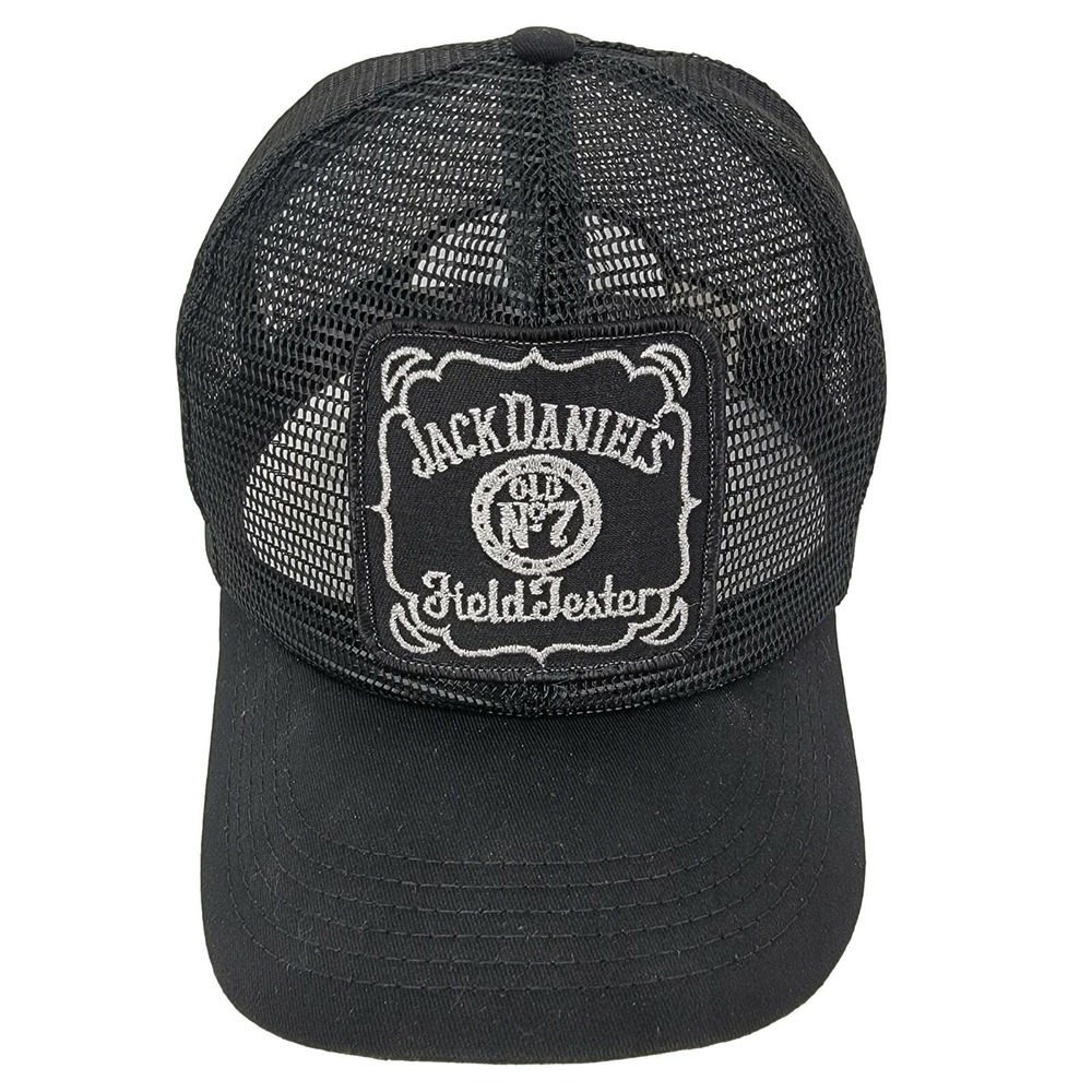 Jack Daniels Field Tester Trucker Hat OS Black Mesh Snapback Vintage USA Cap